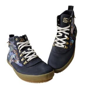 KEDS X Rifle Paper Co. Scout Womens Size 10 Garden Party Boots Blue Canvas Ankle
